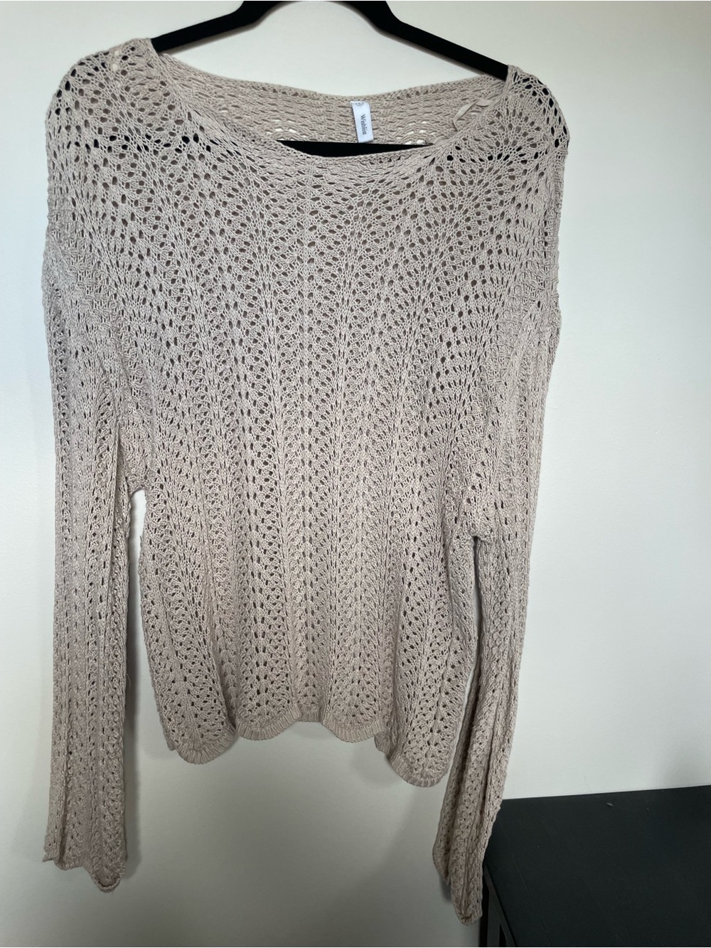 Wishlist Open-Knit Scoop Neck Sweater in Light Taupe